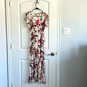 floral maxi wrap dress.